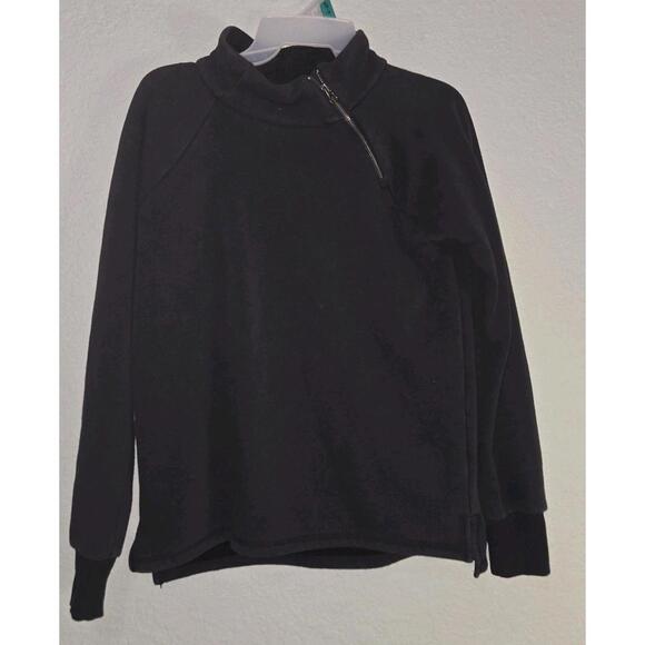 Gaiam Yoga Women's Zip Mock Neck Wrap Fleece Pullover Black Sweatshirt sz XS - Picture 1 of 9